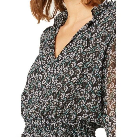 NWT MISA Los Angeles LORENA DRESS  Sapphire Ditzy Black & Green Floral‎ Size S - Picture 3 of 16